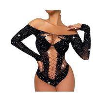 Body Sexy Feminino Com Renda E Costas Descobertas, Detalhes Em Cristal, Roupa De Dormir, Fantasia