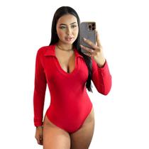 Body Sexy Luana Decote Manga Longa Moda Casual