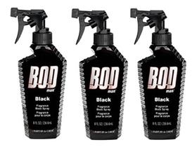 Body Spray Bod Man Black para Homens, pacote com 3 unidades - 240 ml cada