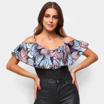 Body Top Moda Open Shoulder Floral