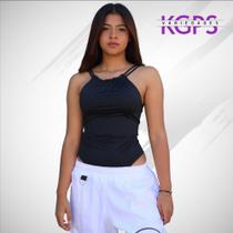 Body Trançado Básica Casual Tecido Suplex - Preto