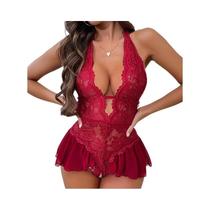 Body Transparente Azul Com Renda, Sem Entrepernas, Decote Em V, Lingerie Tipo Thong Para Mulheres,