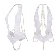 Body Transparente com Decote Frontal Com Perolas Afrodite Cor:Branco Body Transparente com Decote Frontal Com Perolas Afrodite Cor:Branco