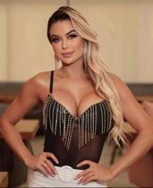 Body tule com strass Body tule com strass