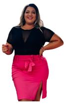 Body Tule Manga Curta Plus Size Verão Bori 52