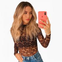 Body Tule Onça Animal Print Blogueira Papilloo Body Tule Onça Animal Print Blogueira Papilloo