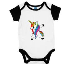 Body Unicórnio De Bebê Raglan Arco Iris