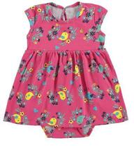 Body vestido bebê Boca Grande em cotton com estampa tropical 12632