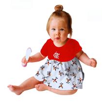 Body Vestido Bebê Flamengo Estampa Mascote Oficial