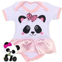 Body Vestido Bebê Panda Rosa - G