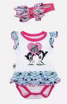 Body Vestido Bebê Santos Com Laço Oficial