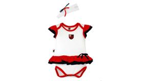 Body Vestido do Flamengo Com Tiara Bebê Menina Time Revedor