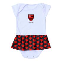 Body Vestido Flamengo Corações Torcida Baby