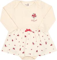 Body Vestido Manga Longa Bebê Feminino REF:10867 - Kiko e Kika Body Vestido Manga Longa Bebê Feminino REF:10867 - Kiko e Kika