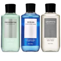 Body Wash Bath & Body Works - Kit com 3 Unidades (300ml) - Água Doce, Grafite e Água Marinha