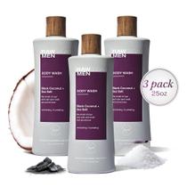 Body Wash RAW SUGAR Black Coconut + Sea Salt Men, pacote com 3