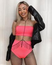 bodychain borychain com franja preto colar corporal da moda