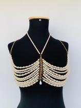 Bodychain borychain Sutiã de pérolas banhado a ouro e prata