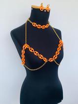 Bodychain Borychain Sutiã lacre colorido banhado Carnaval