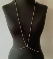 Bodychain colar corporal de Strass Dourado e Prata Carnaval Bodychain colar corporal de Strass Dourado e Prata Carnaval