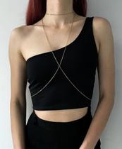 Bodychain colar corporal travessado delicado a Ouro e Prata