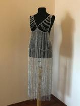 Bodychain corporal Vestido trabalhado longo a Ouro e Prata