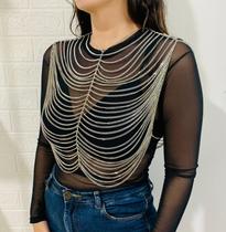 Bodychain corrente de corpo Top Cropped de corrente Festival Bodychain corrente de corpo Top Cropped de corrente Festival