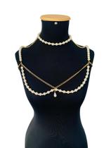 Bodychain de pérolas camadas duplas com colar de pérolas abs Bodychain de pérolas camadas duplas com colar de pérolas abs