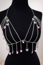 bodychain sutiã correntes borboletas festa festival carnaval banhos:Folheado a prata tam padrão