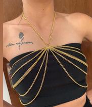 Bodychain Sutiã de correntes corporal banhado Ouro e Prata Bodychain Sutiã de correntes corporal banhado Ouro e Prata