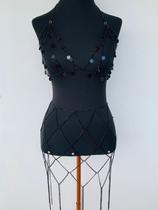 Bodychain Top e Saia de correntes com moedas Preto Festival Bodychain Top e Saia de correntes com moedas Preto Festival