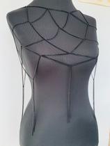 Bodychain Top e Saia de correntes com moedas Preto Festival Bodychain Top e Saia de correntes com moedas Preto Festival