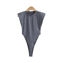 Bodycon Sem Mangas Preto E Branco Com Ombros Almofadados, Tops Sexy De Verão Para Mulheres Bodycon Sem Mangas Preto E Branco Com Ombros Almofadados, Tops Sexy De Verão Para Mulheres