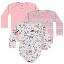 Bodys suedine/ kit 3 unidades manga longa