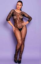 Bodystocking Macacão Arrastão Manga Longa Yaffa - Tamanho Único Bodystocking Macacão Arrastão Manga Longa Yaffa - Tamanho Único