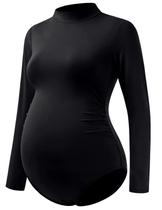Bodysuit de maternidade Bhome de manga comprida Bodycon preto tamanho L Bodysuit de maternidade Bhome de manga comprida Bodycon preto tamanho L