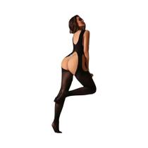 Bodysuit Em Rede plus Size, Lingerie Transparente, Meia-calça Com Abertura Na Parte Íntima,
