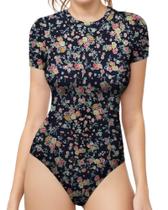 Bodysuit feminino MANGOPOP, gola redonda, manga curta, camiseta de algodão Bodysuit feminino MANGOPOP, gola redonda, manga curta, camiseta de algodão