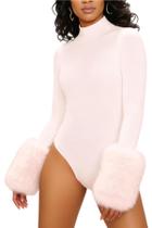 Bodysuit feminino Unybwonn, modelador de manga comprida, punhos de pele sintética Bodysuit feminino Unybwonn, modelador de manga comprida, punhos de pele sintética