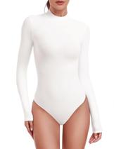 Bodysuit HeyNuts Ultra Soft de manga comprida com gola alta branca M