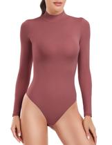 Bodysuit HeyNuts Ultra Soft de manga comprida com gola alta vermelho XL