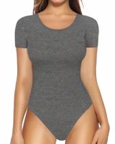 Bodysuit MANGOPOP de manga curta e gola redonda para mulheres