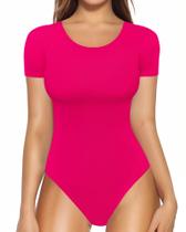Bodysuit MANGOPOP de manga curta e gola redonda para mulheres
