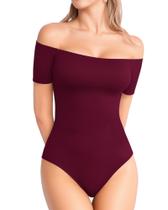 Bodysuit MANGOPOP Off The Shoulder de manga curta para mulheres Bodysuit MANGOPOP Off The Shoulder de manga curta para mulheres