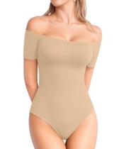 Bodysuit MANGOPOP Off The Shoulder de manga curta para mulheres Bodysuit MANGOPOP Off The Shoulder de manga curta para mulheres