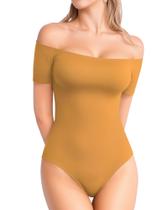 Bodysuit MANGOPOP Off The Shoulder de manga curta para mulheres Bodysuit MANGOPOP Off The Shoulder de manga curta para mulheres