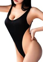 Bodysuit PBQOA See Through Swimsuit preta
