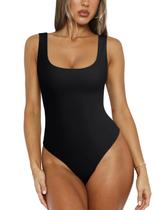 Bodysuit REORIA 2025 para mulheres, gola redonda, sem mangas, preto
