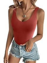 Bodysuit REORIA Sexy Deep V com decote em V sem mangas para mulheres