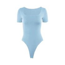 Bodysuits Femininos De Manga Curta, Estilo Bodycon, Verão, Corte Quadrado, Sólido, Y2K, Romper Sexy